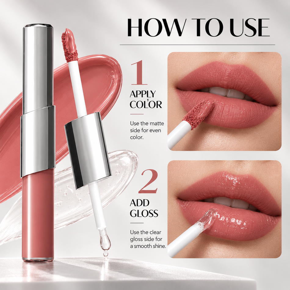How to apply matte lip color and clear gloss