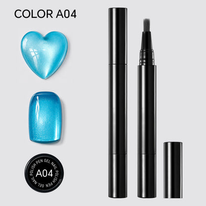 Magnetic Cat Eye Nail Polish Pen, Shimmer Glitter, 12 Colors, Easy DIY Nail Art