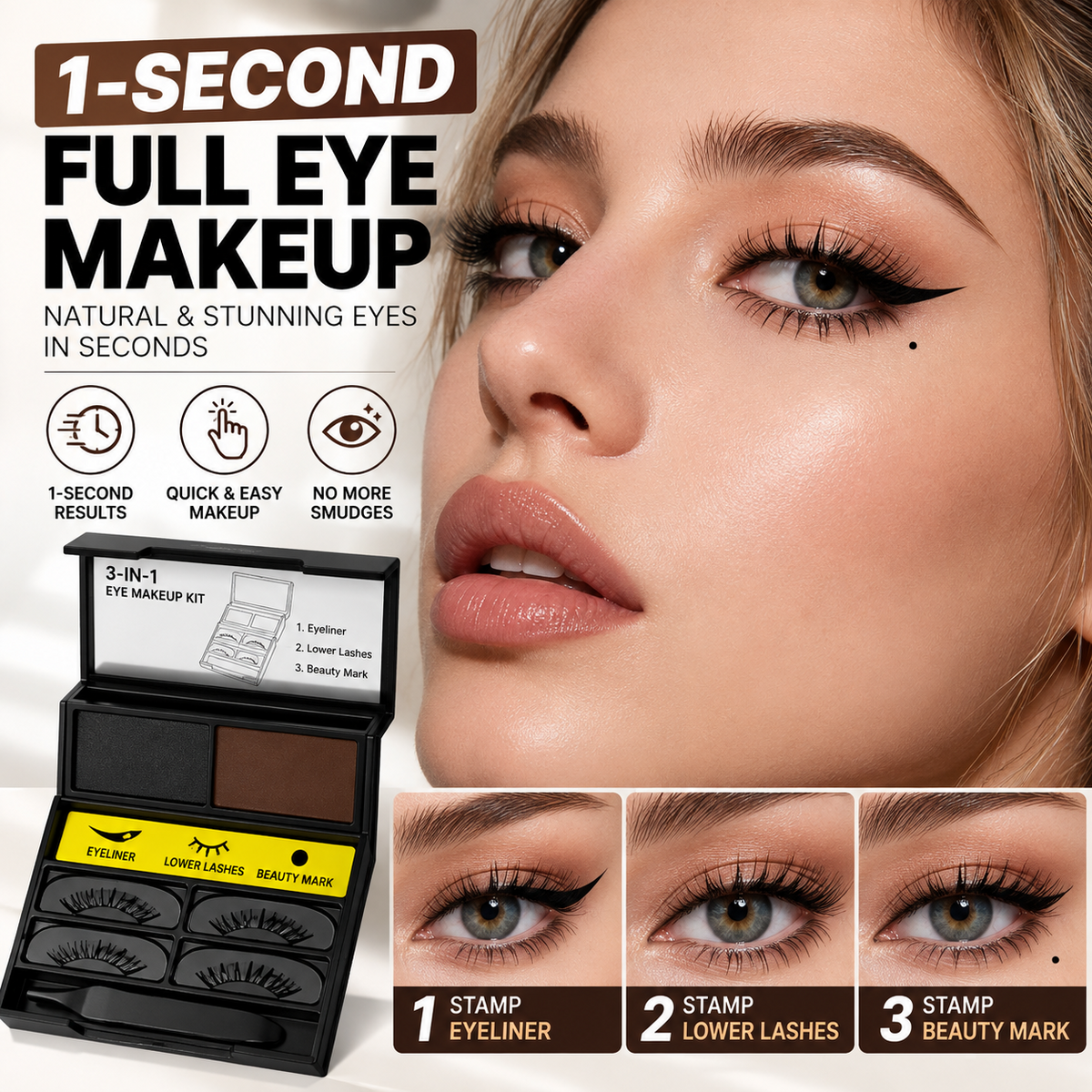 3-in-1 Eye Makeup Stamp Kit – Eyeliner, Lower Lashes & Beauty Mark