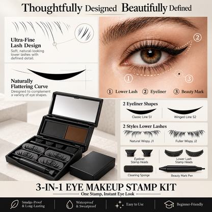 3-in-1 Eye Makeup Stamp Kit – Eyeliner, Lower Lashes & Beauty Mark