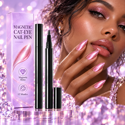 Magnetic Cat Eye Nail Polish Pen, Shimmer Glitter, 12 Colors, Easy DIY Nail Art