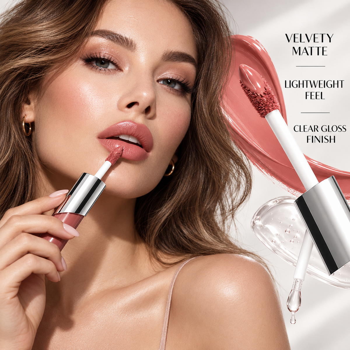 Perfect Twin Lip — Dual-Ended Liquid Lipstick with Velvet Matte Color and Glossy Shine