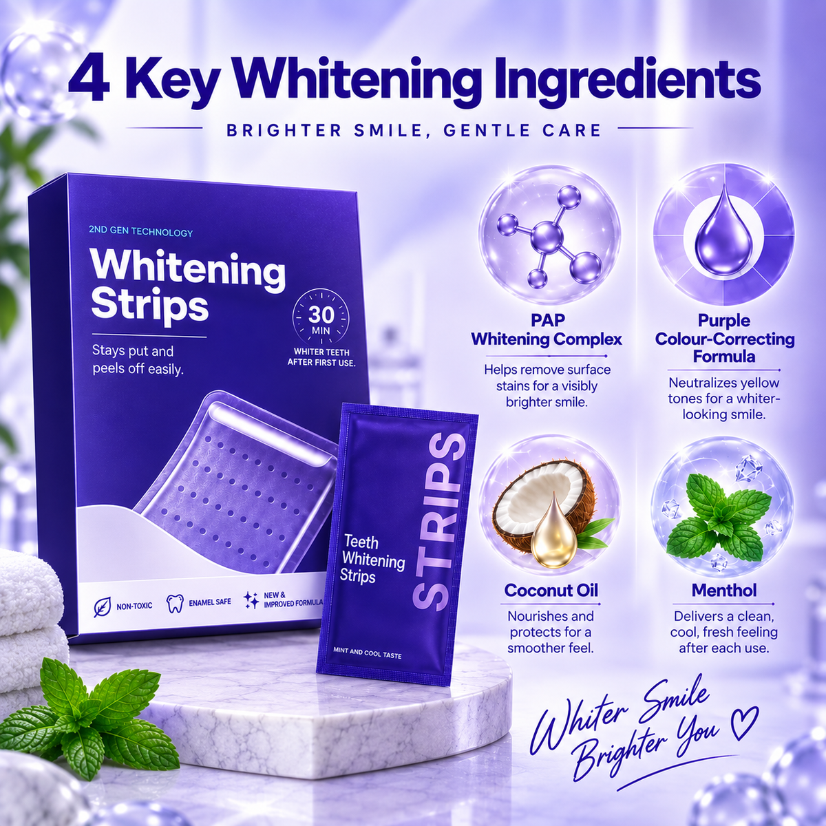 Advanced Teeth Whitening Strips – Gentle Whitening in 30 Minutes