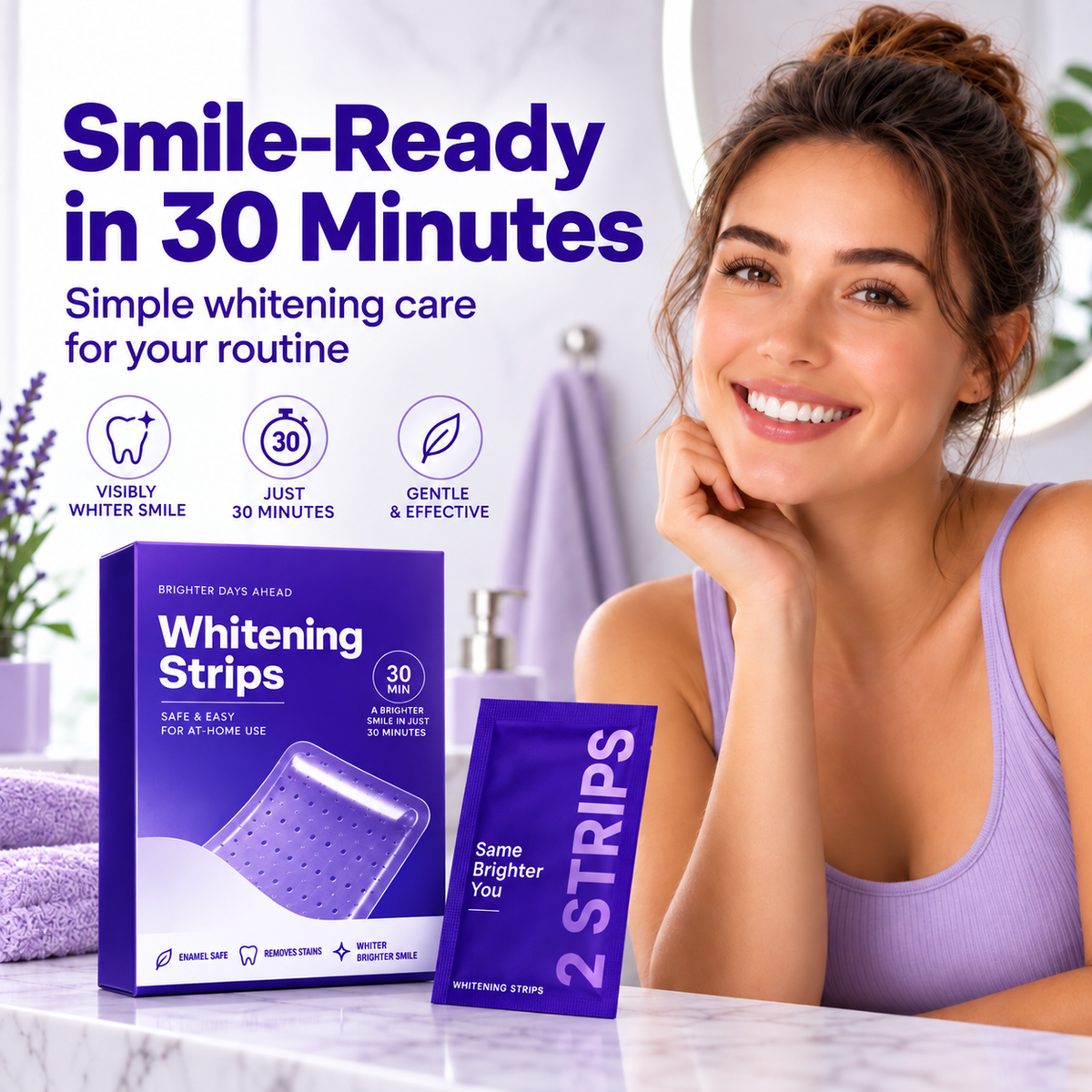 Advanced Teeth Whitening Strips – Gentle Whitening in 30 Minutes