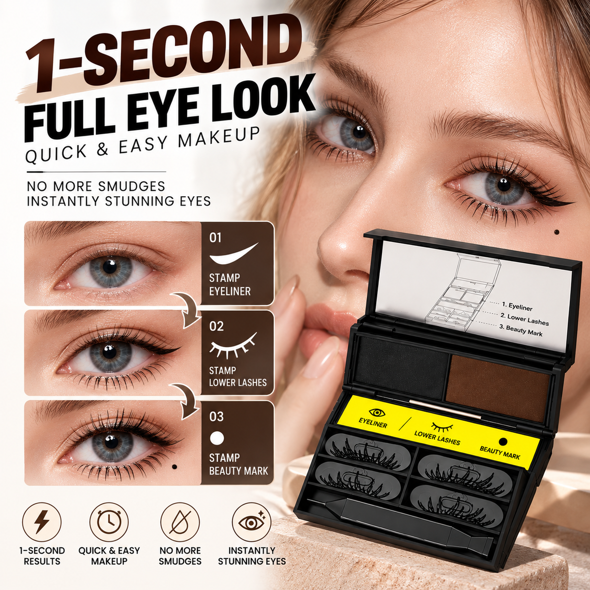 3-in-1 Eye Makeup Stamp Kit – Eyeliner, Lower Lashes & Beauty Mark